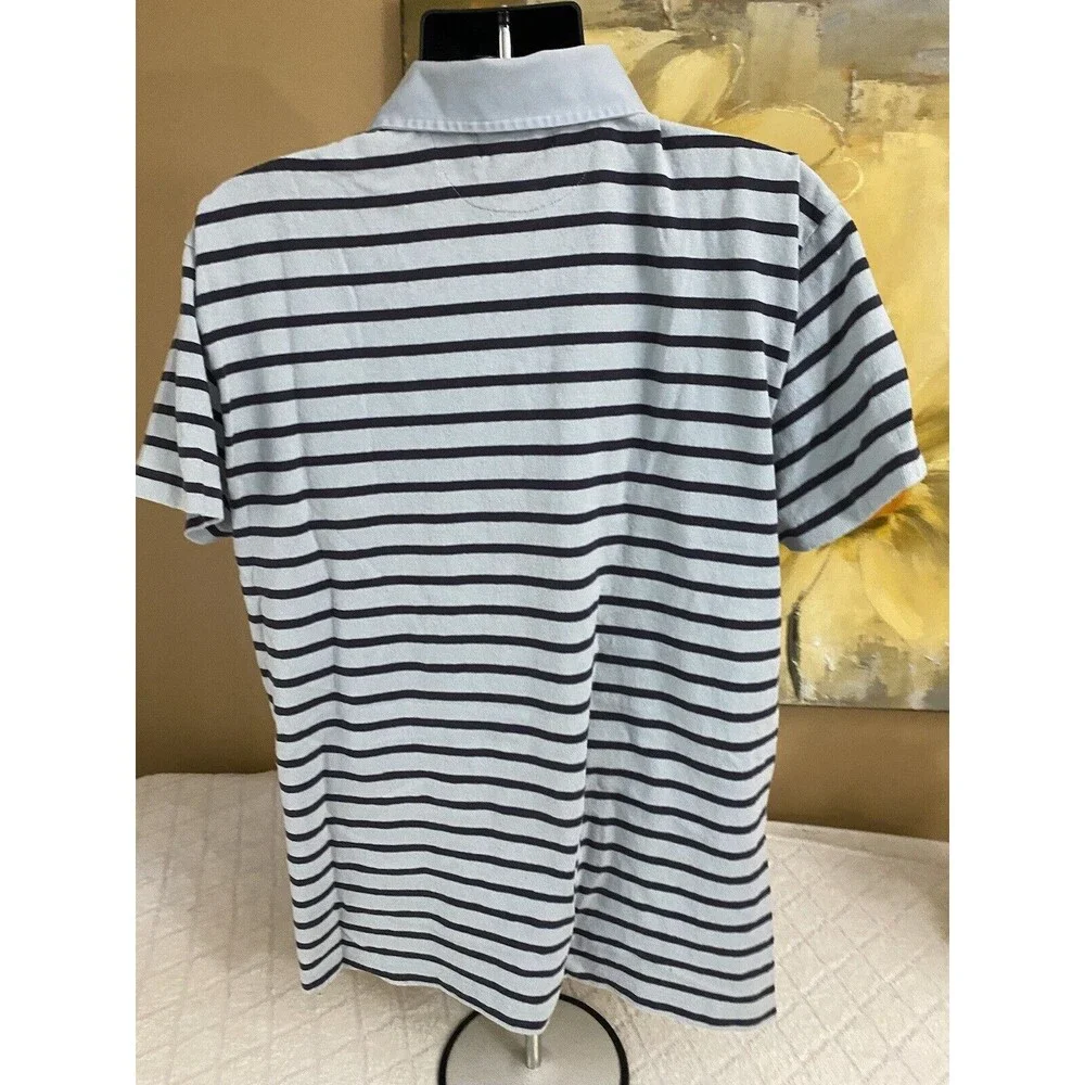 Vintage Ralph Lauren Blue Striped Men’s Polo Tee  Size XL